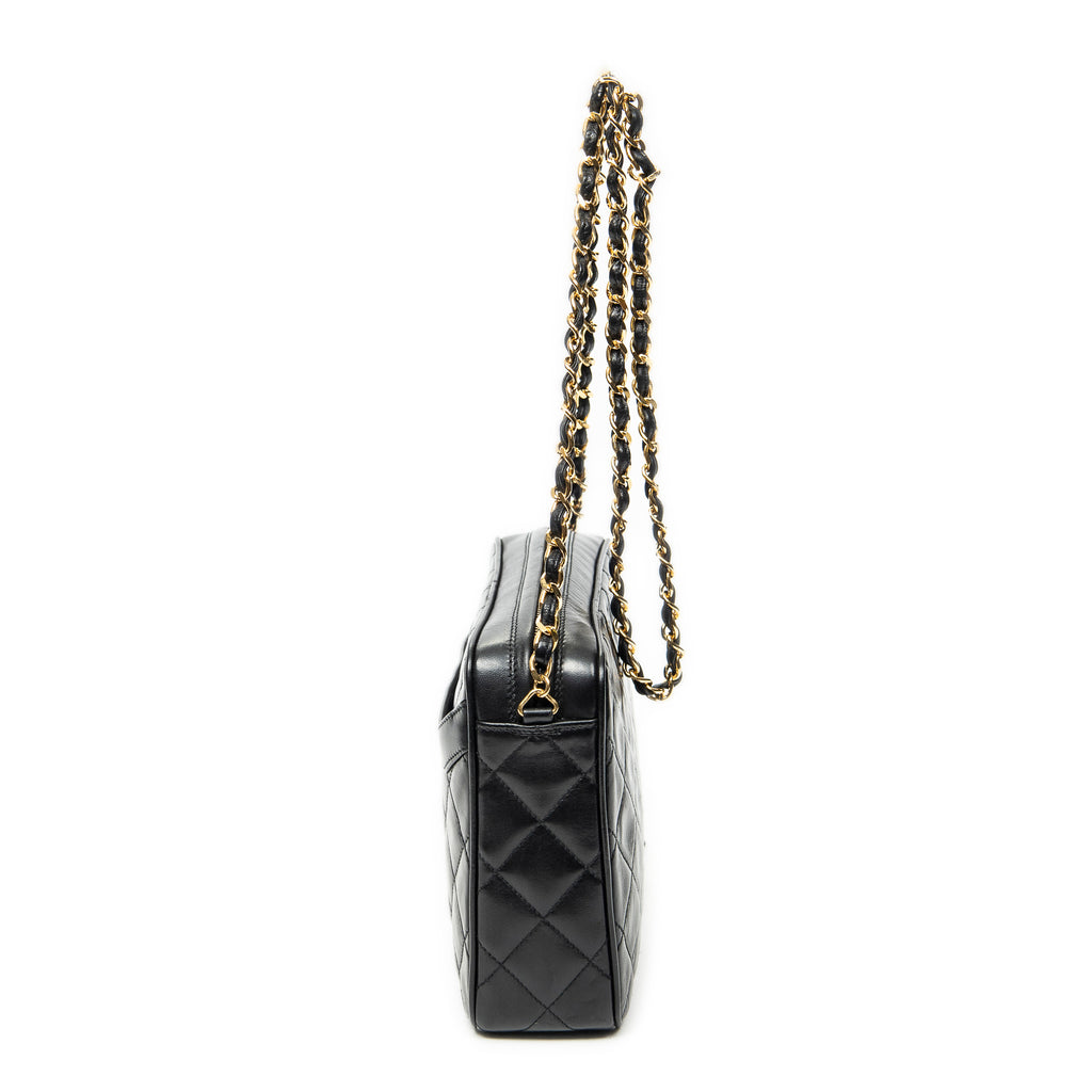 Shoulder Bag CC Tassel Camera Bag Black Quilted Lambskin Leather