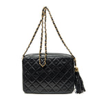 Shoulder Bag CC Tassel Camera Bag Black Quilted Lambskin Leather