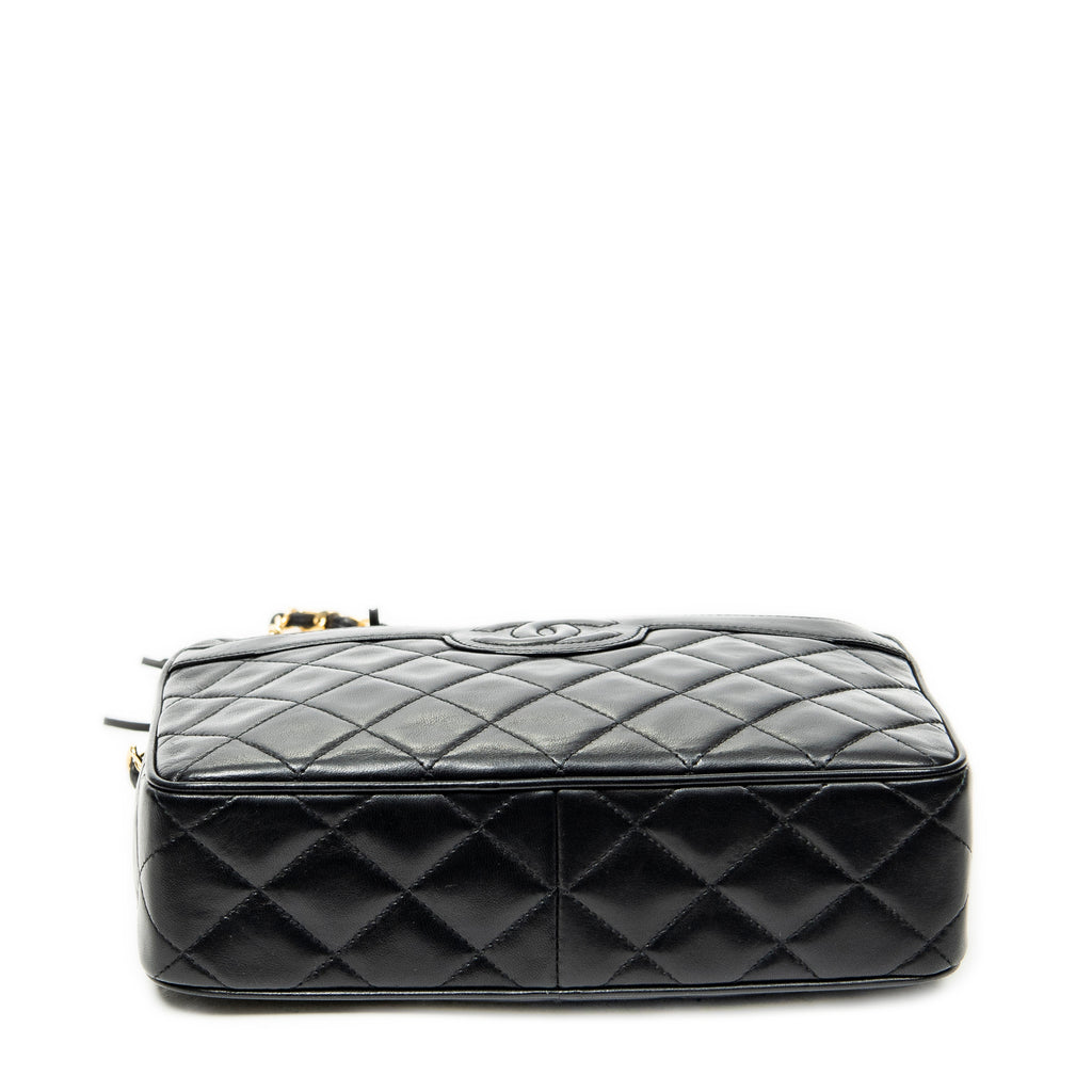 Shoulder Bag CC Tassel Camera Bag Black Quilted Lambskin Leather