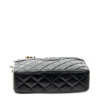 Shoulder Bag CC Tassel Camera Bag Black Quilted Lambskin Leather