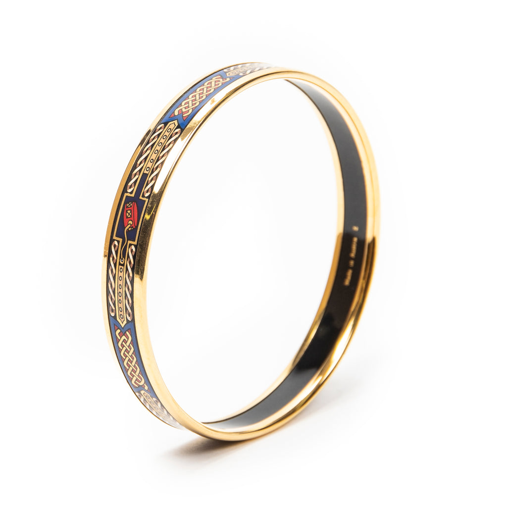 Bracelet Enamel Bangle PM Blue Gold Plated