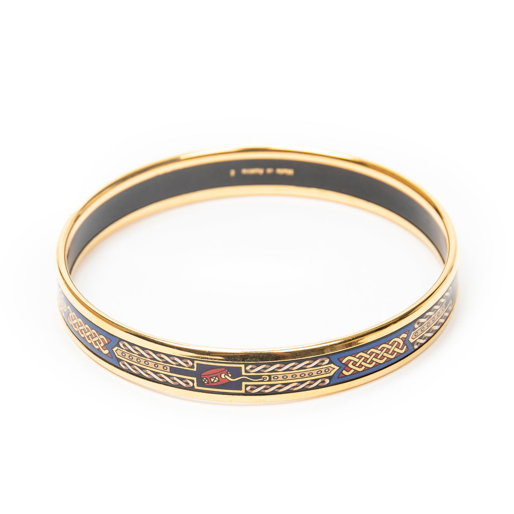 Bracelet Enamel Bangle PM Blue Gold Plated