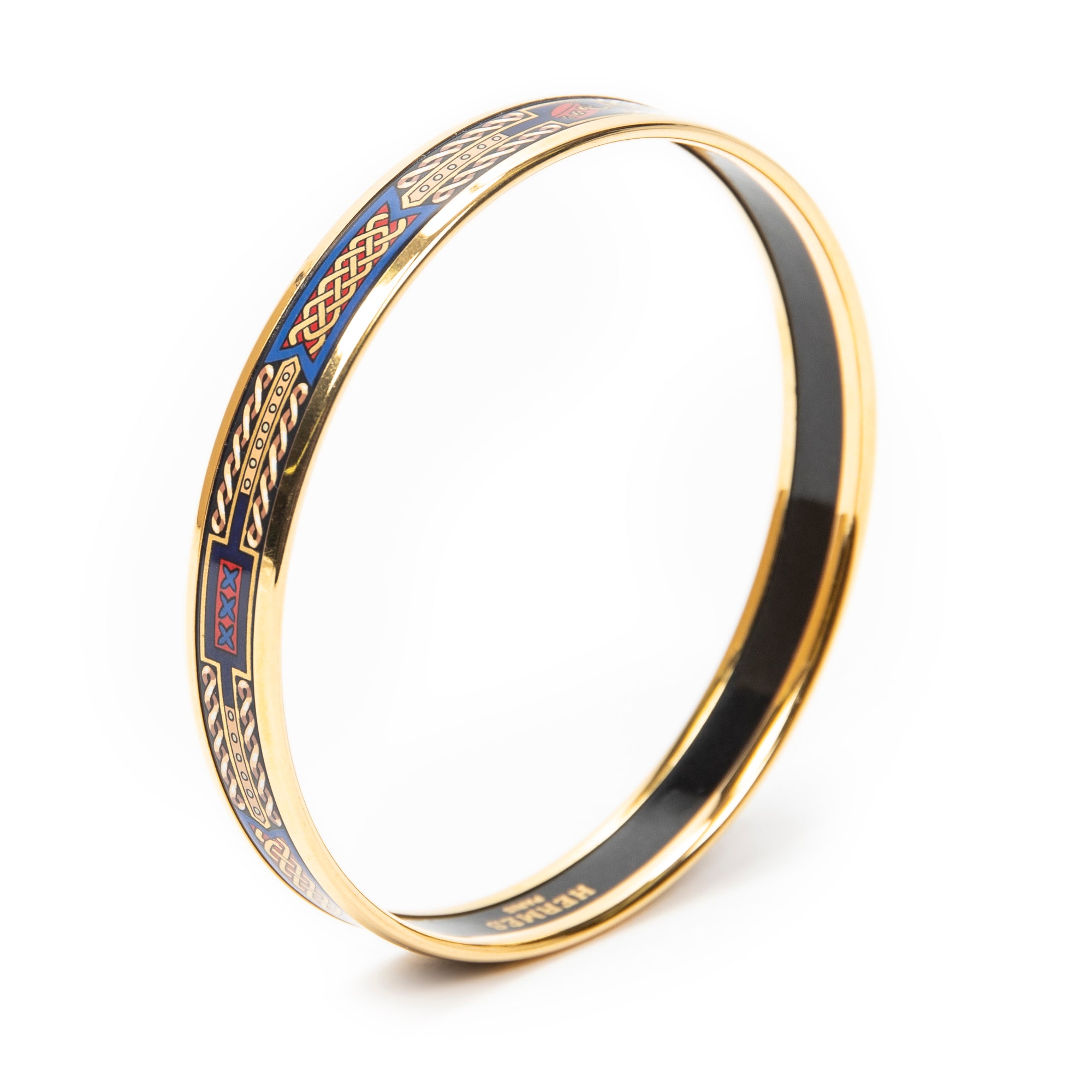 Bracelet Enamel Bangle PM Blue Gold Plated