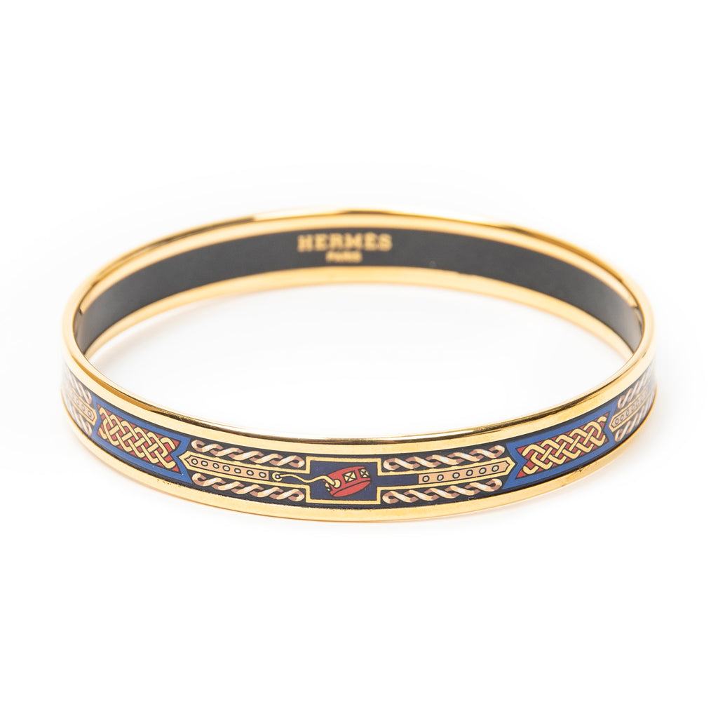 Bracelet Enamel Bangle PM Blue Gold Plated