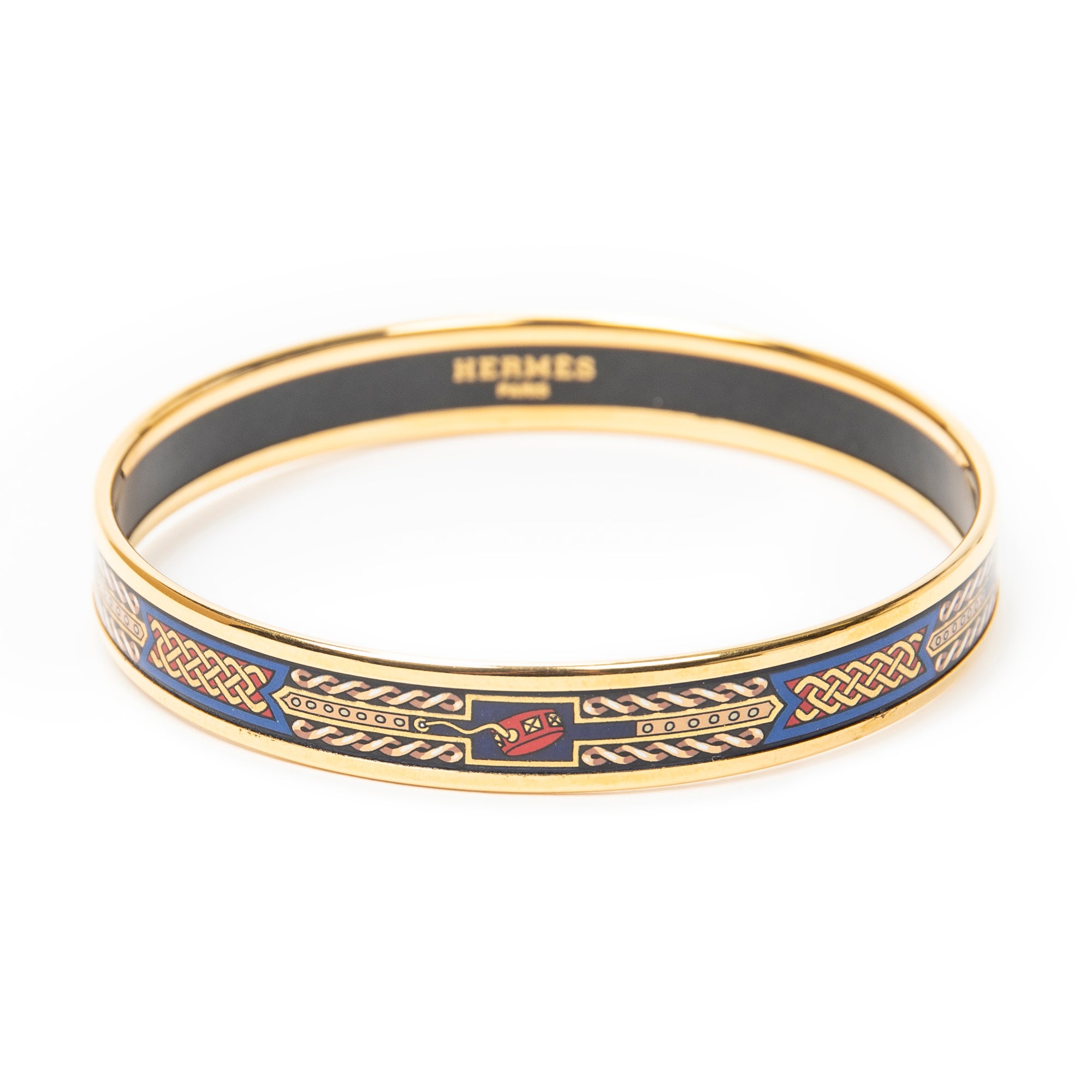 Bracelet Enamel Bangle PM Blue Gold Plated