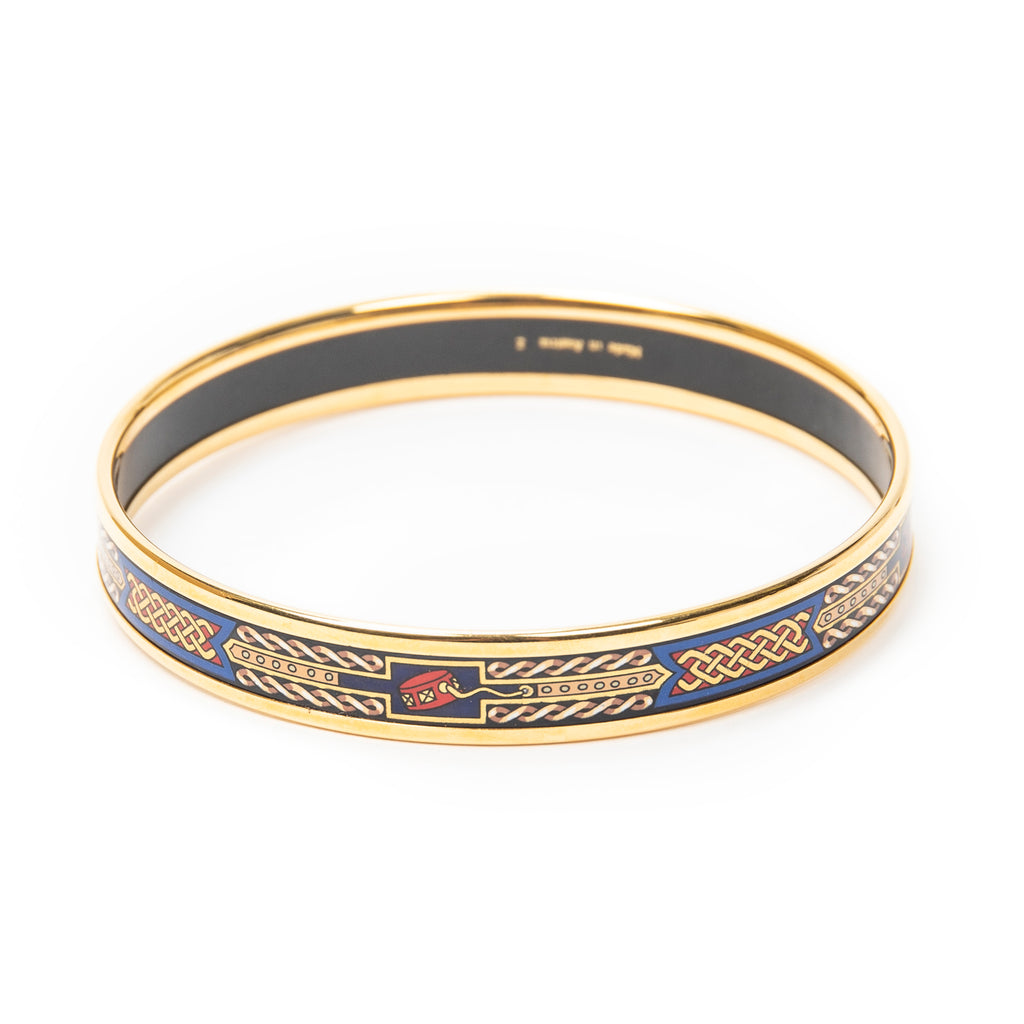 Bracelet Enamel Bangle PM Blue Gold Plated