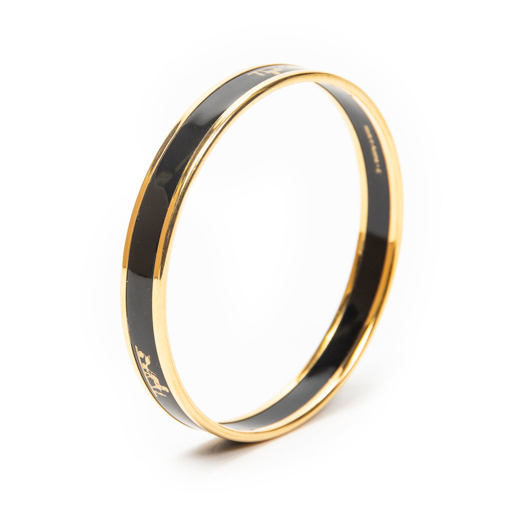 Bracelet Enamel Bangle PM Black Gold Plated