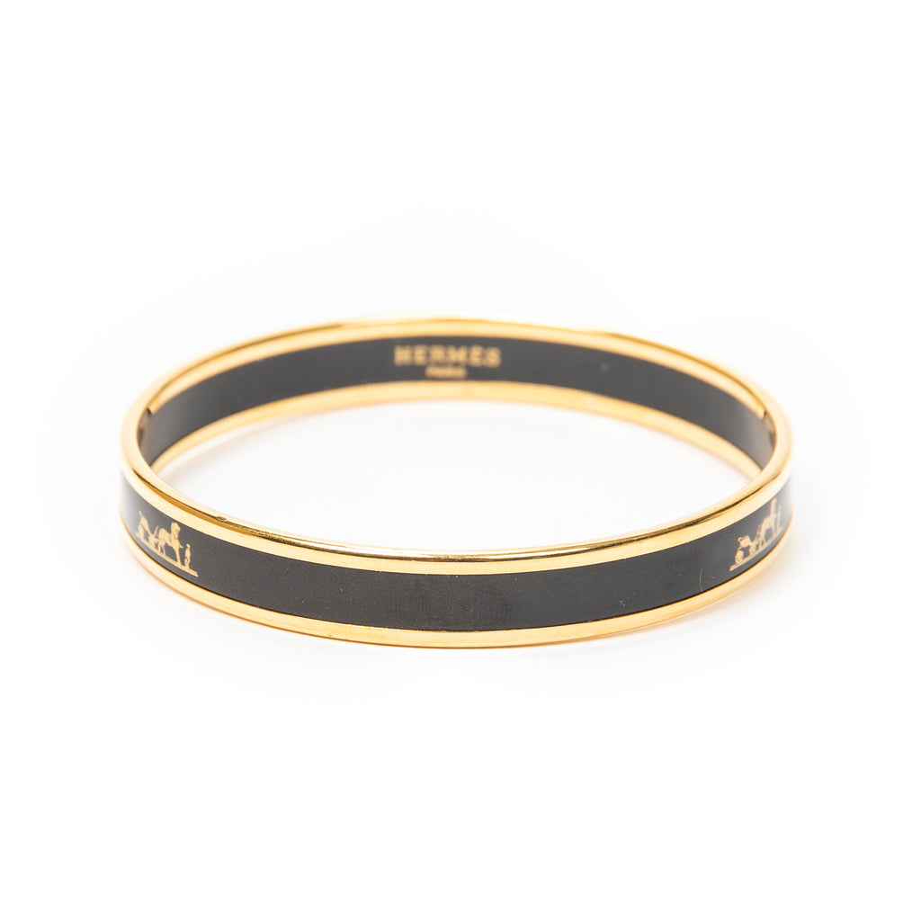 Bracelet Enamel Bangle PM Black Gold Plated