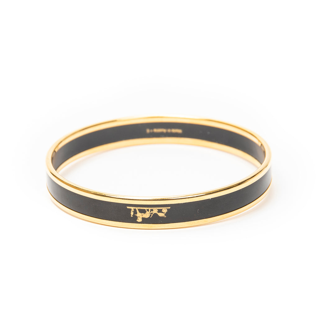 Bracelet Enamel Bangle PM Black Gold Plated