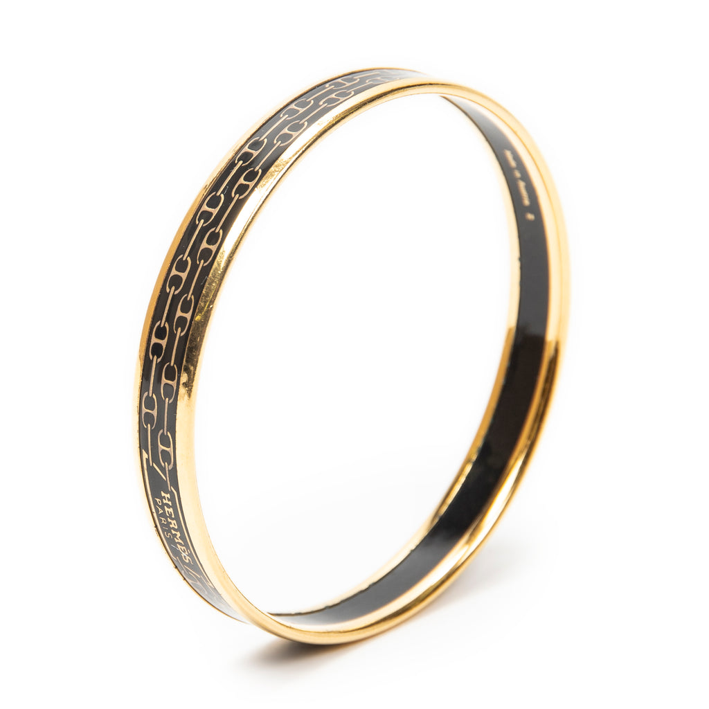 Bracelet Enamel Bangle PM Black Gold Plated