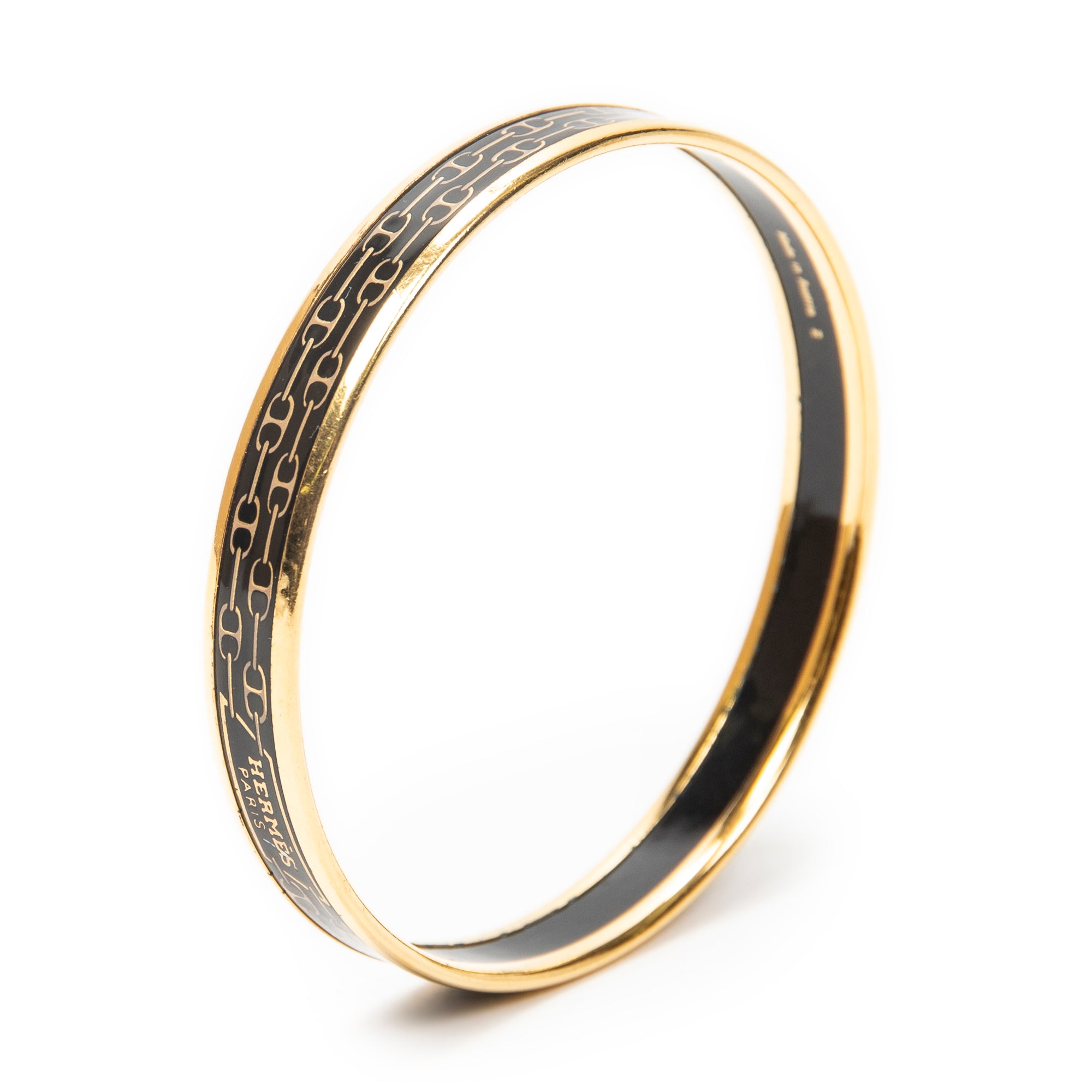 Bracelet Enamel Bangle PM Black Gold Plated