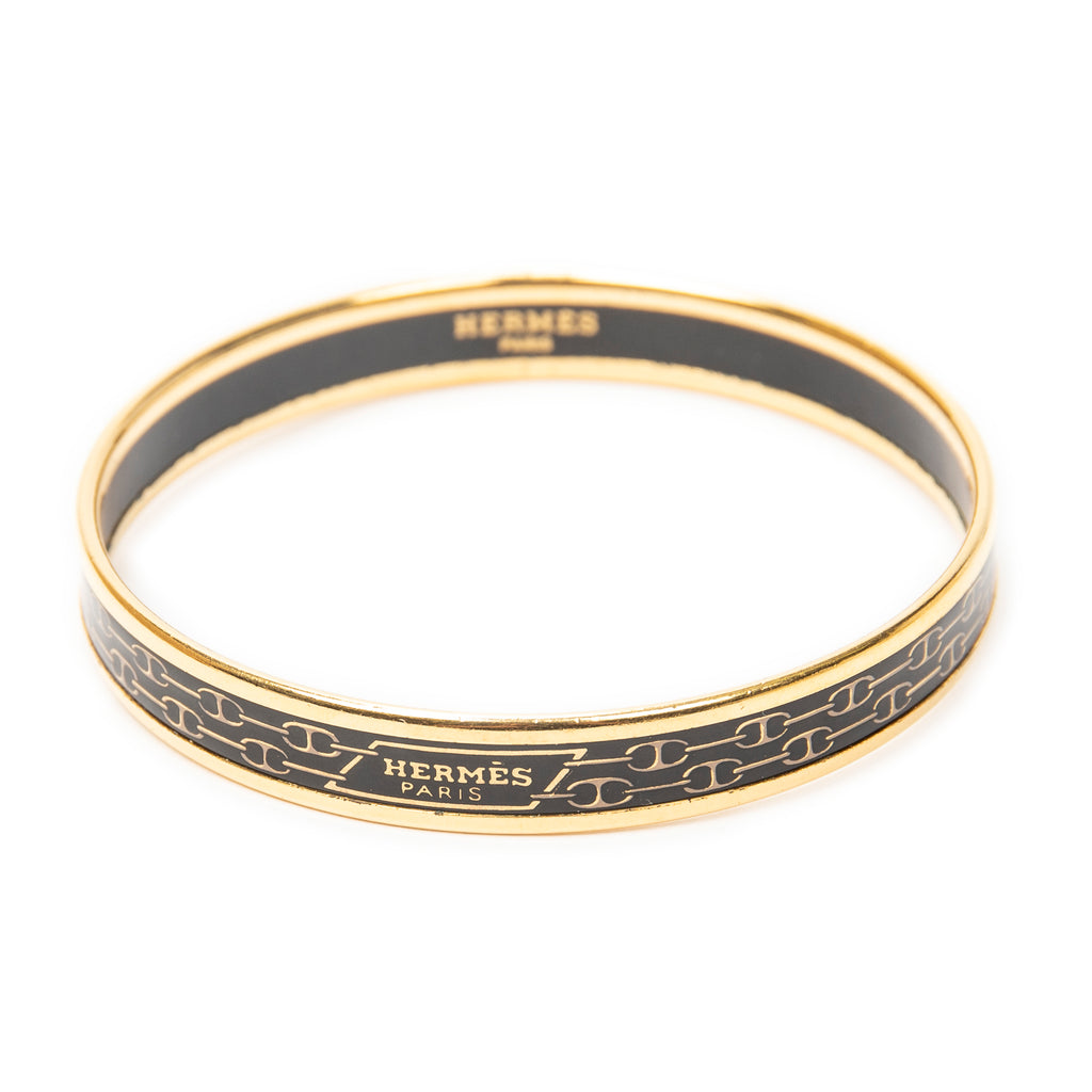 Bracelet Enamel Bangle PM Black Gold Plated