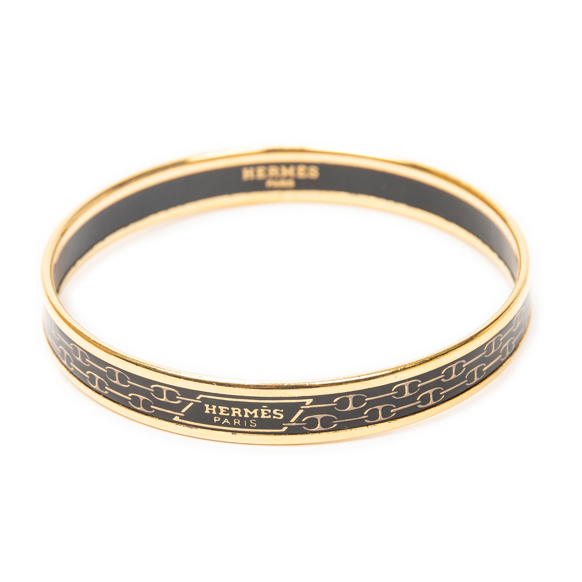 Bracelet Enamel Bangle PM Black Gold Plated