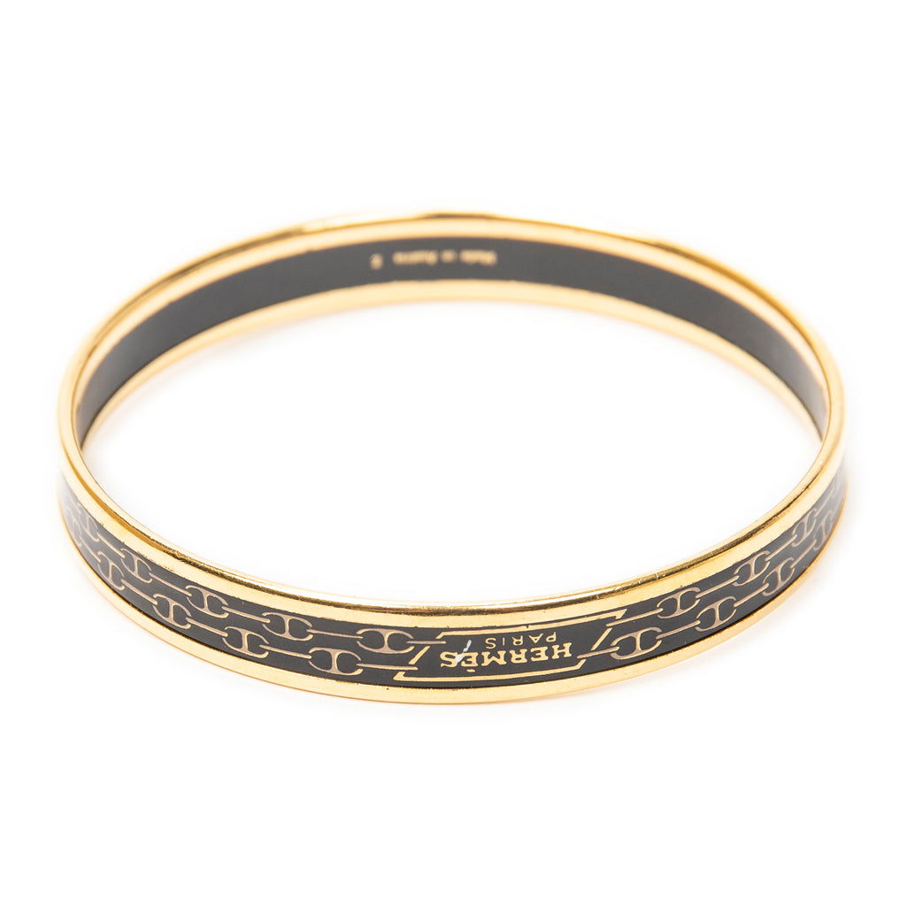 Bracelet Enamel Bangle PM Black Gold Plated