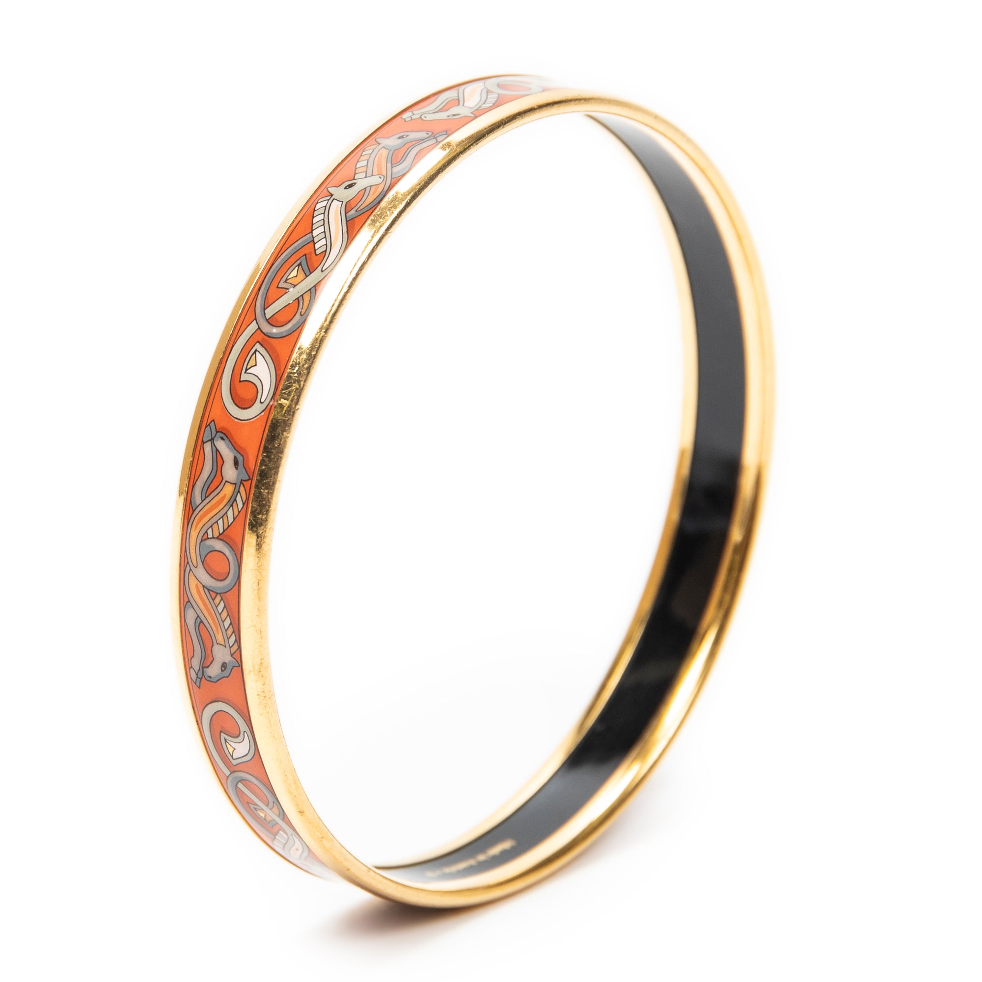 Bracelet Enamel Bangle PM Orange Gold Plated