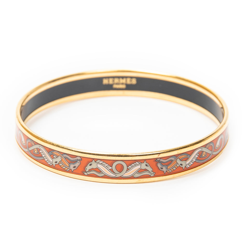 Bracelet Enamel Bangle PM Orange Gold Plated