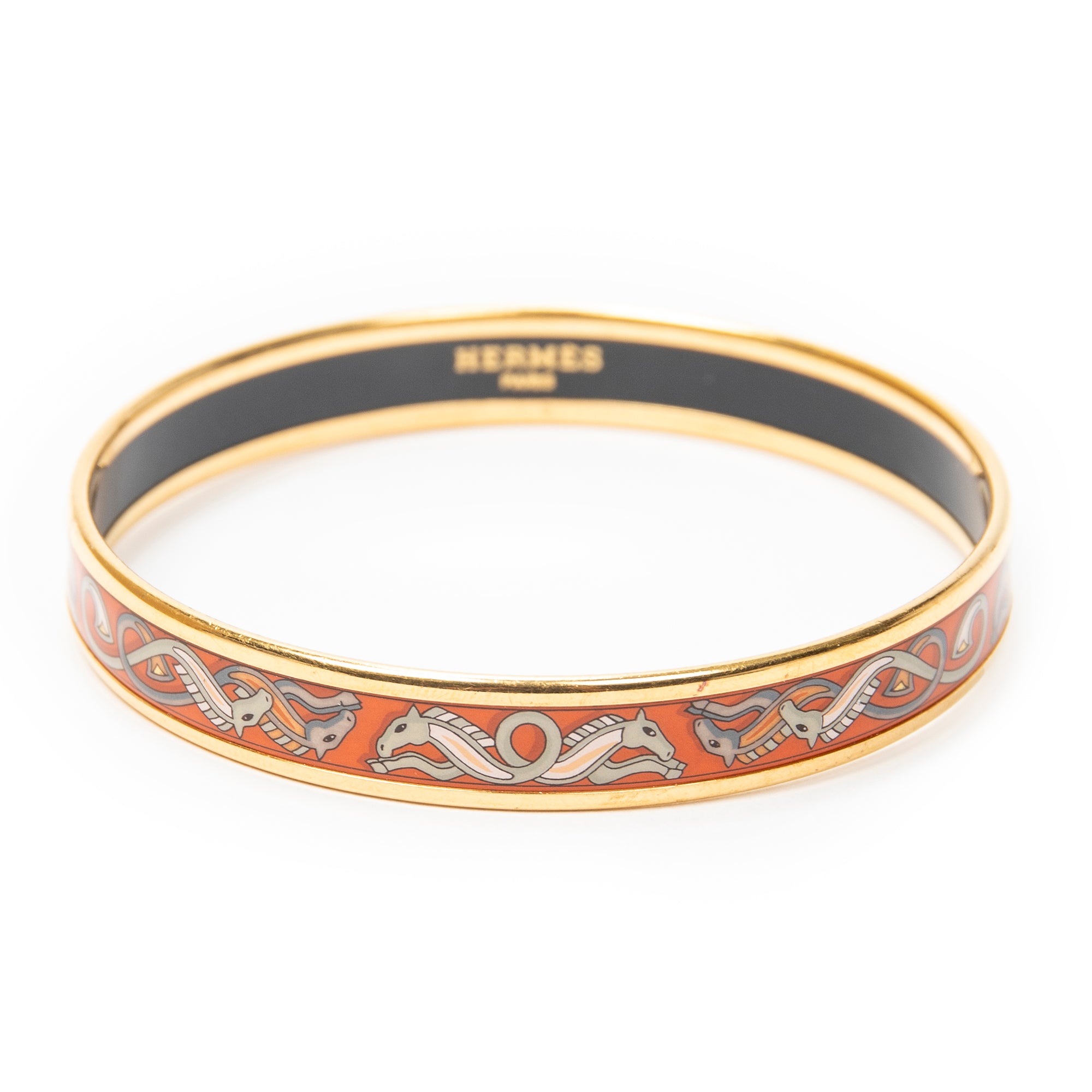 Bracelet Enamel Bangle PM Orange Gold Plated
