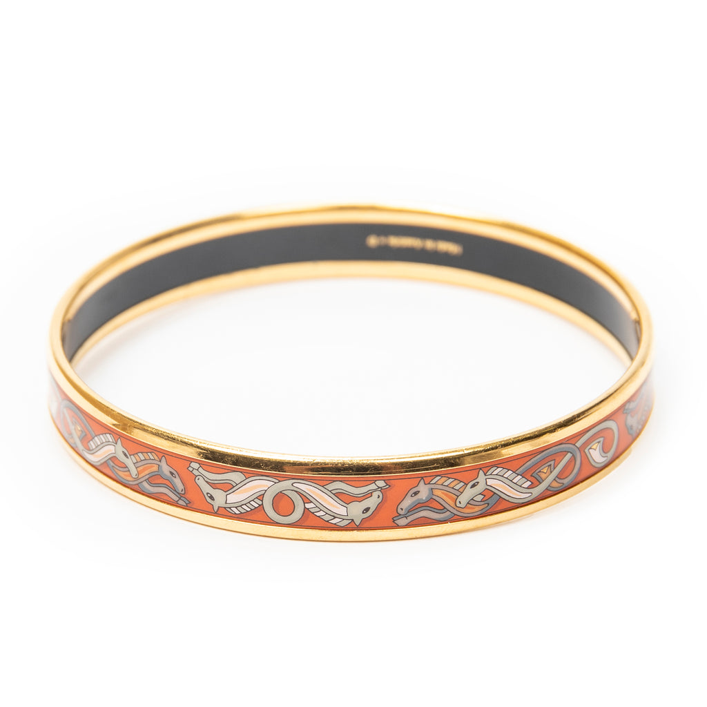Bracelet Enamel Bangle PM Orange Gold Plated