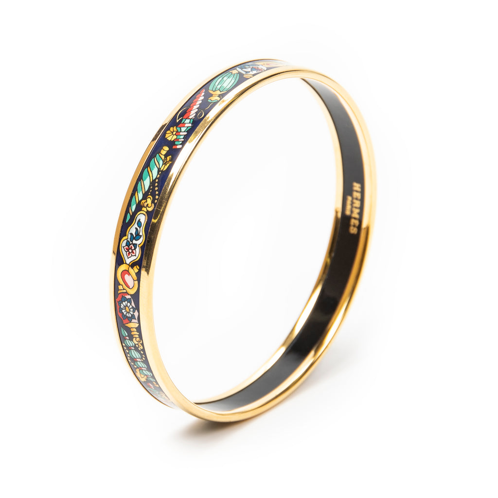 Bracelet Enamel Bangle PM Navy Gold Plated