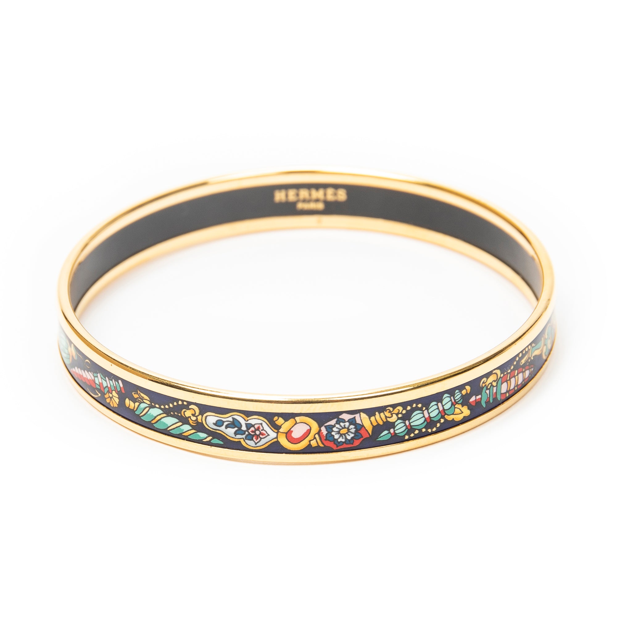 Bracelet Enamel Bangle PM Navy Gold Plated