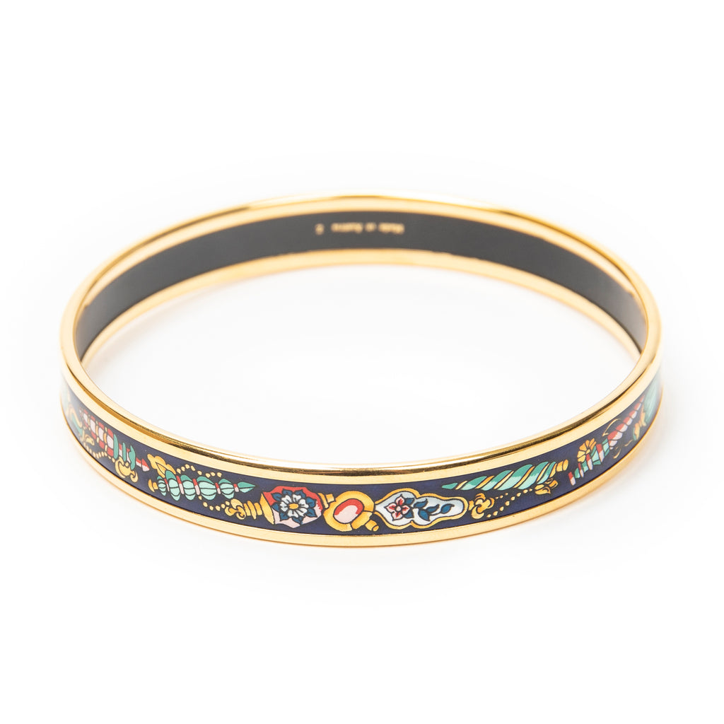 Bracelet Enamel Bangle PM Navy Gold Plated