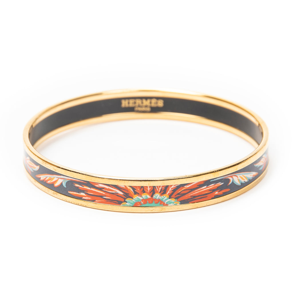 Bracelet Enamel Bangle PM Grey Gold Plated
