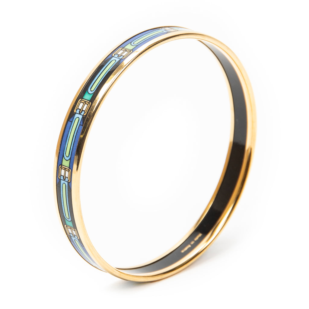 Bracelet Enamel Bangle PM Blue Gold Plated