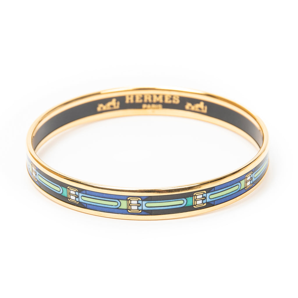Bracelet Enamel Bangle PM Blue Gold Plated