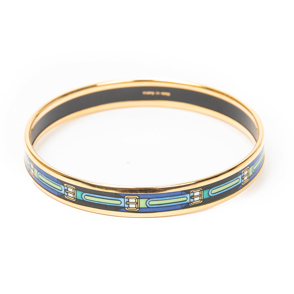 Bracelet Enamel Bangle PM Blue Gold Plated