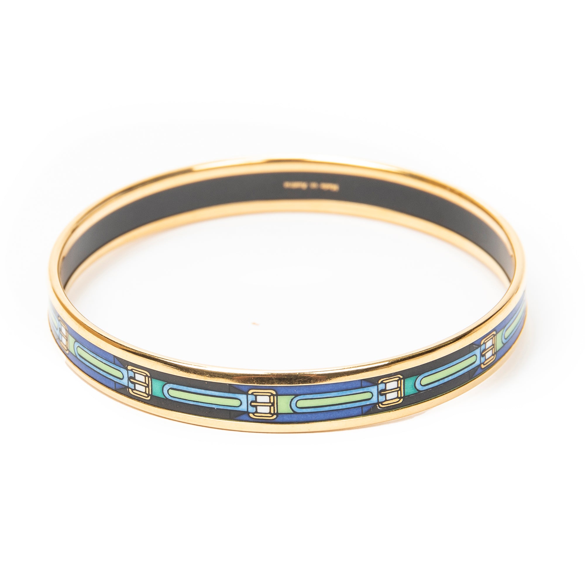 Bracelet Enamel Bangle PM Blue Gold Plated