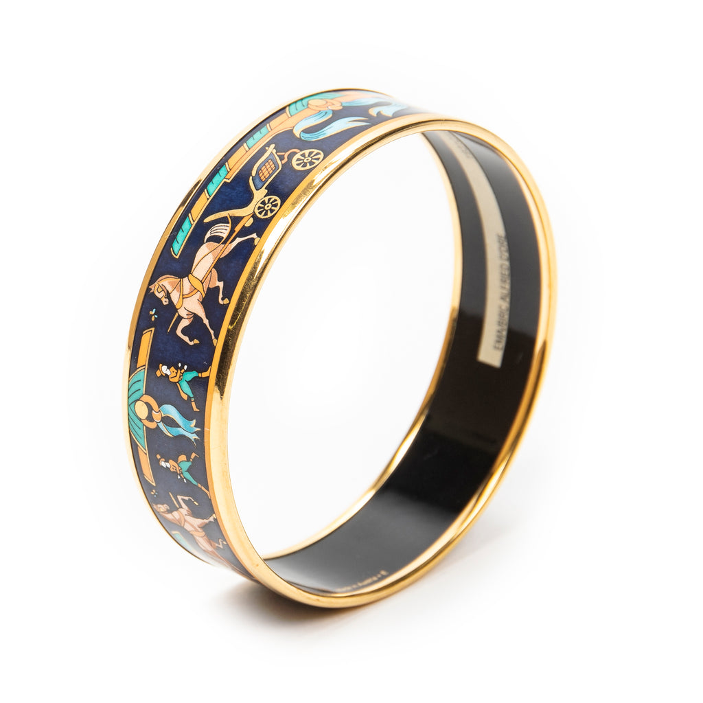 Bracelet Enamel Bangle MM Navy Gold Plated
