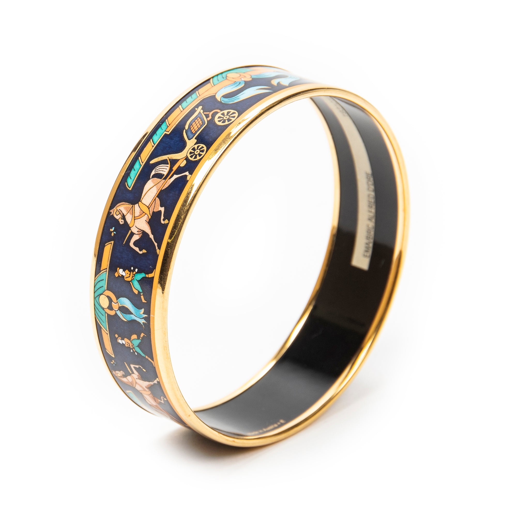 Bracelet Enamel Bangle MM Navy Gold Plated