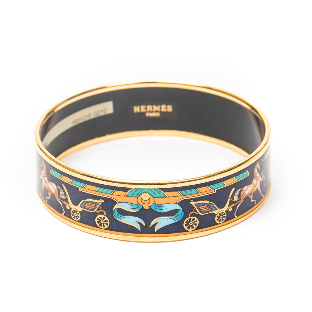 Bracelet Enamel Bangle MM Navy Gold Plated