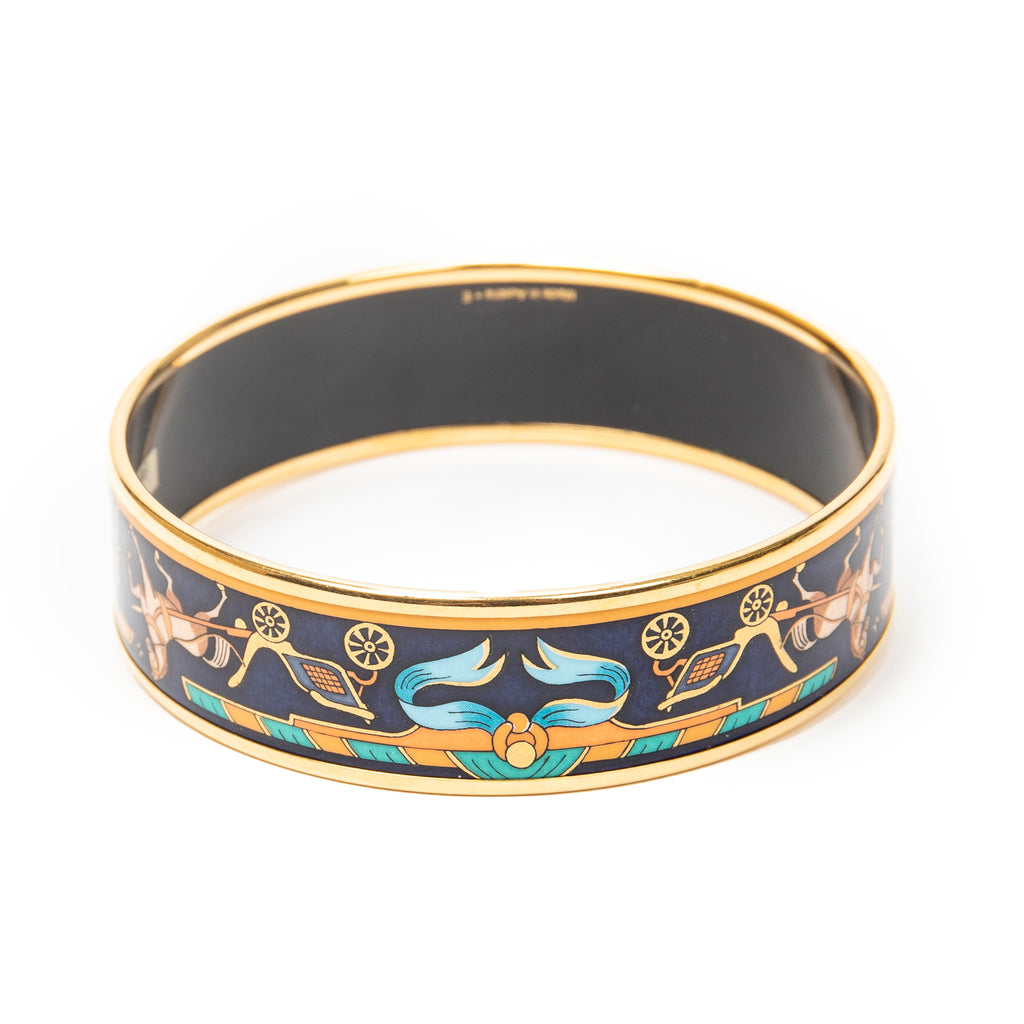 Bracelet Enamel Bangle MM Navy Gold Plated