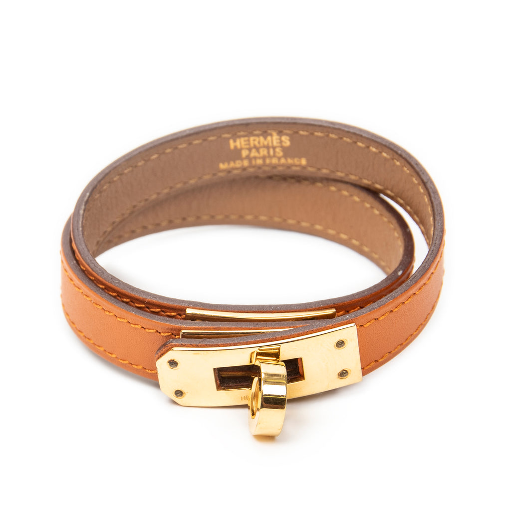 Bracelet Kelly Double Tour Bracelet Orange Swift Leather