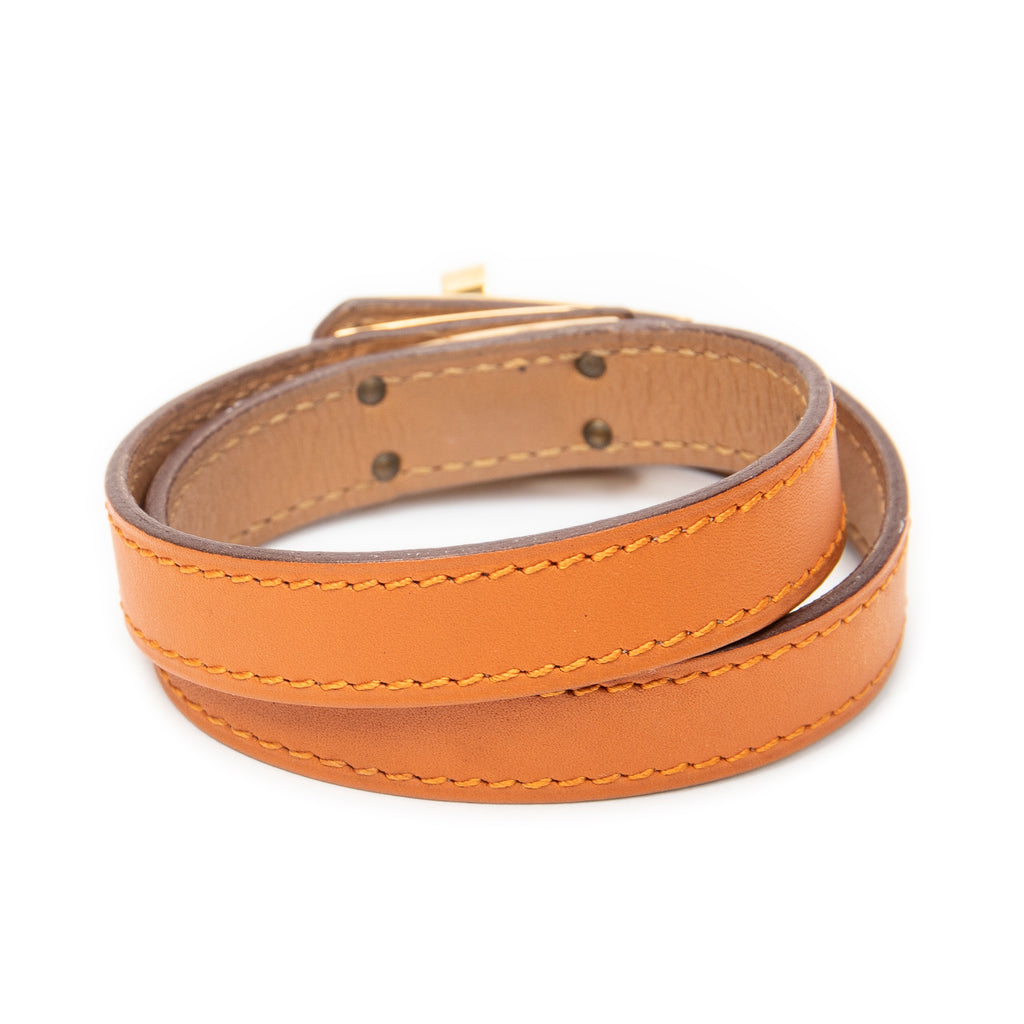 Bracelet Kelly Double Tour Bracelet Orange Swift Leather