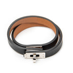 Bracelet Mini Kelly Double Tour Bracelet T1 Black Swift Leather