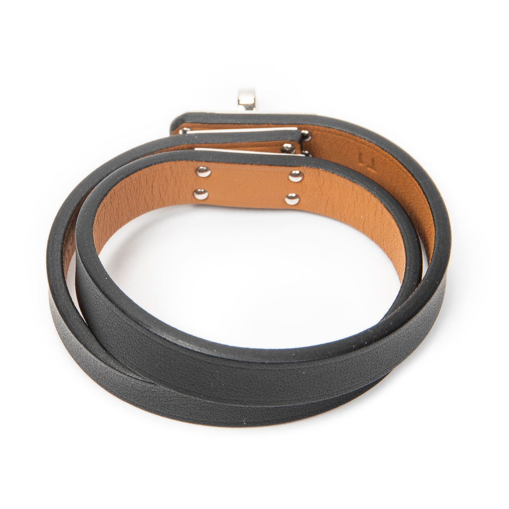Bracelet Mini Kelly Double Tour Bracelet T1 Black Swift Leather