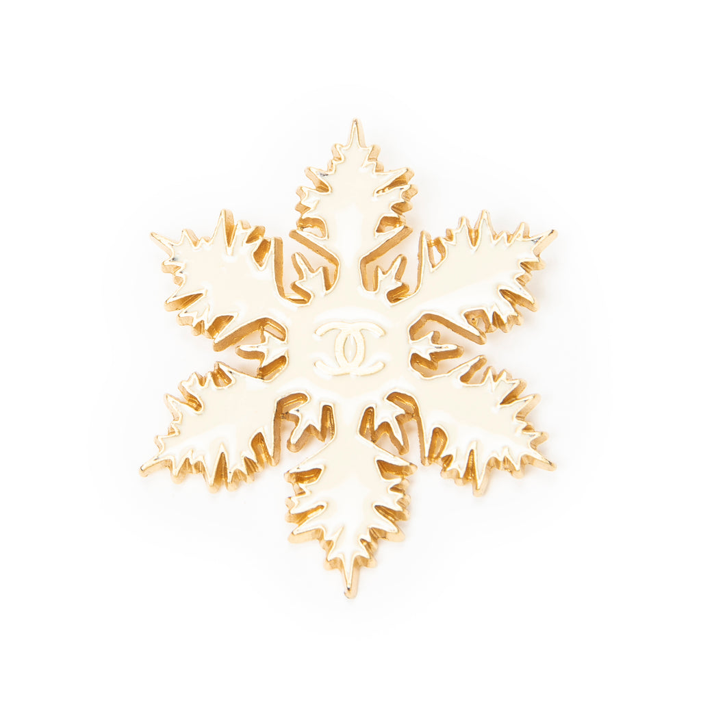 Brooch CC Snowflake Brooch White Gold Plated