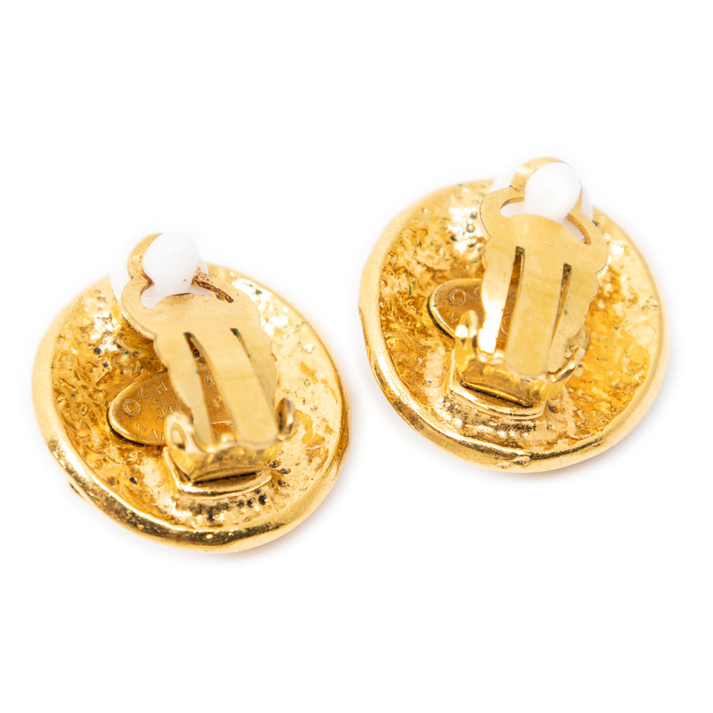 Earrings CC Round Clip On Earrings Gold Gold Plated