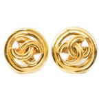 Earrings CC Round Clip On Earrings Gold Gold Plated