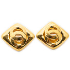 Earrings CC Diamond-shaped Clip On Earrings Gold Gold Plated