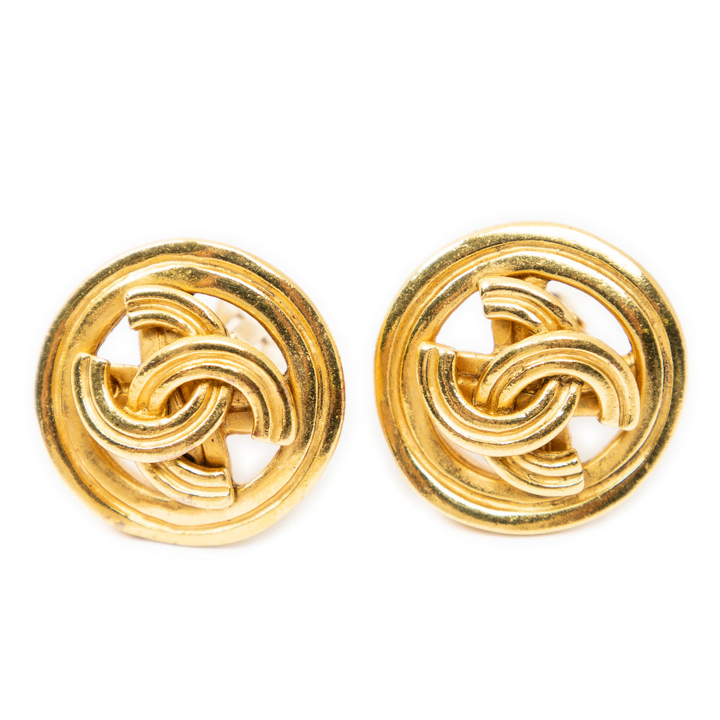 Earrings CC Round Clip On Earrings Gold Gold Plated
