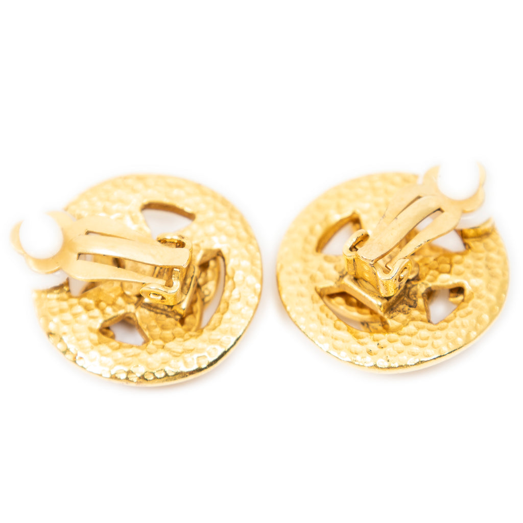 Earrings CC Round Clip On Earrings Gold Gold Plated