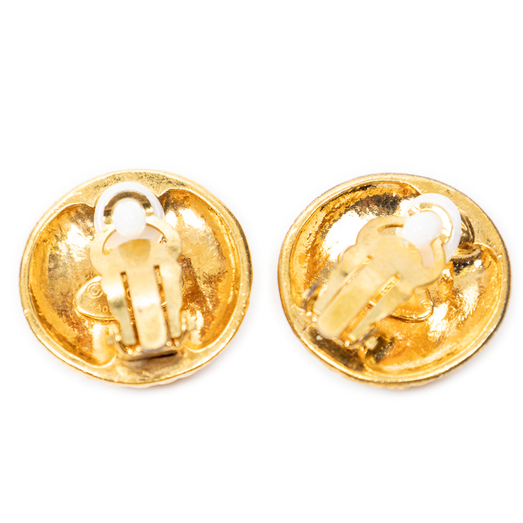 Earrings CC Round Clip On Earrings Gold Gold Plated