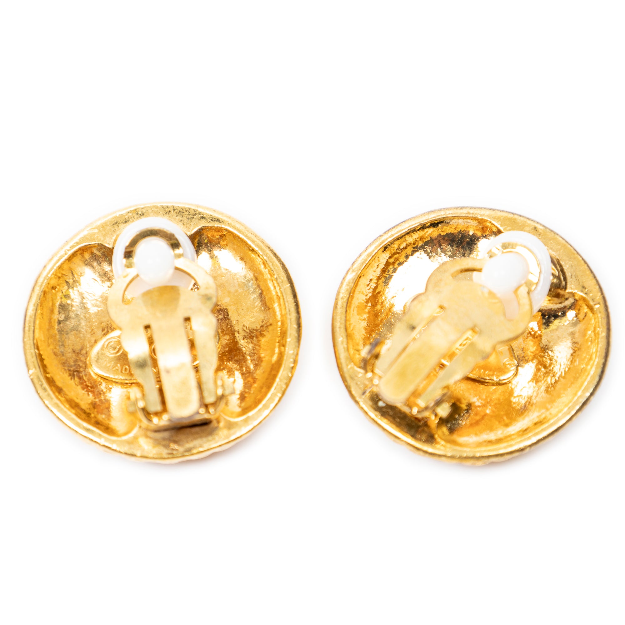 Earrings CC Round Clip On Earrings Gold Gold Plated
