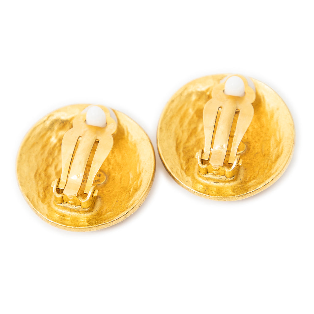 Earrings CC Round Clip On Earrings Gold Gold Plated