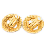 Earrings CC Quilted Round Clip On Earrings Gold Gold Plated
