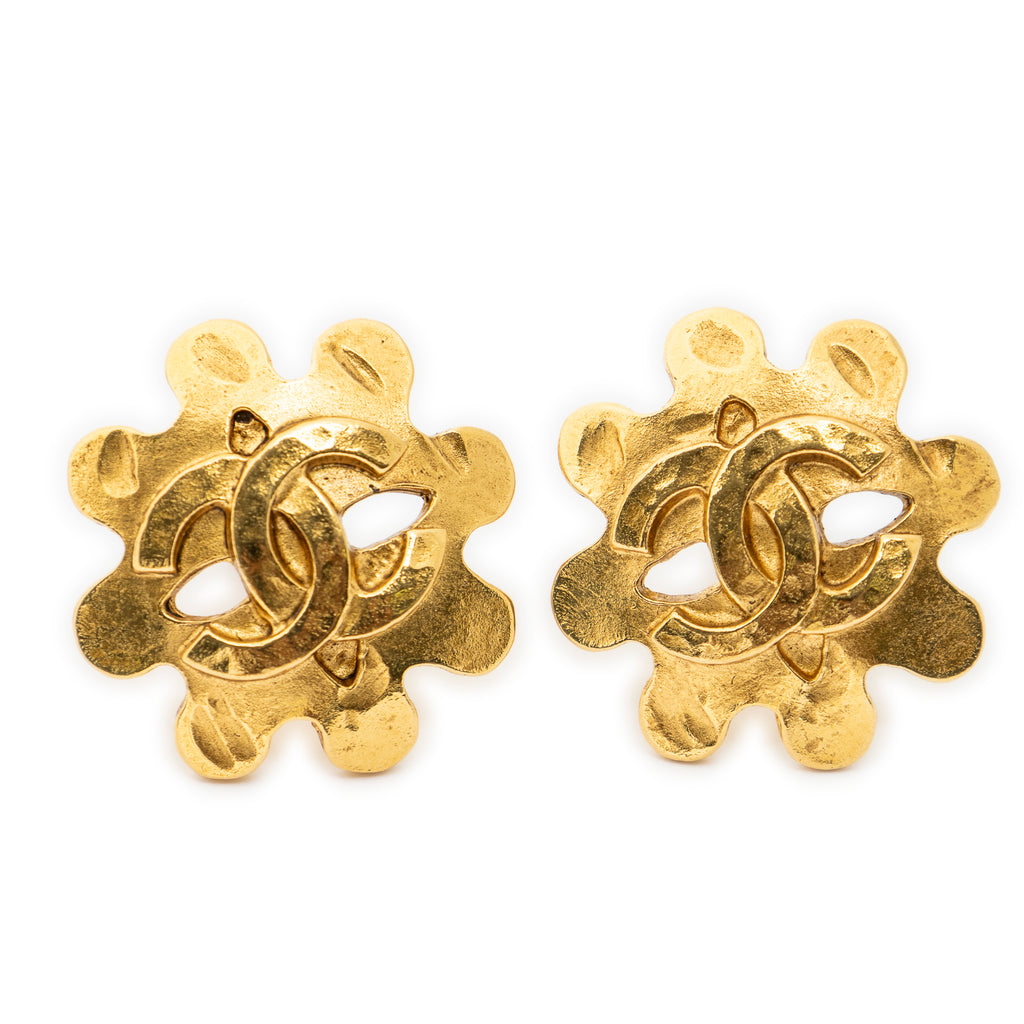 Earrings CC Flower Clip On Earrings Gold Gold Plated