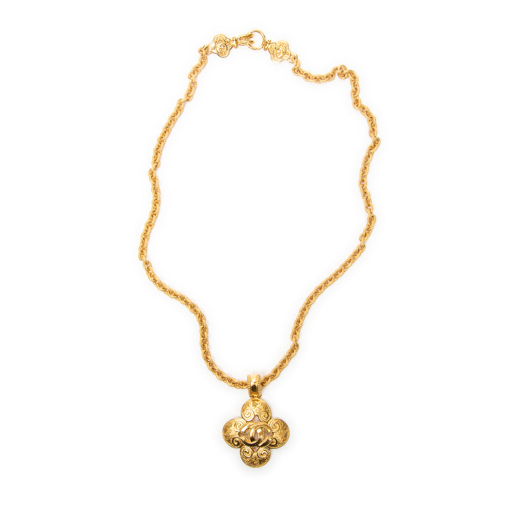 Necklace CC Clover Pendant Necklace Gold Gold Plated